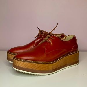 Maroon platform oxfords